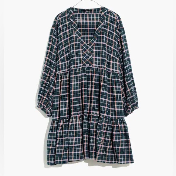 Madewell Dresses & Skirts - Madewell Flannel Colette Mini Dress Plaid Size 14 Cottagecore Winter Grunge